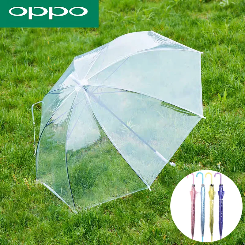

OPPO 8-ребчатый прочный зонт от дождя из ПВХ с длинной ручкой, красочный прозрачный модный дождевик унисекс, защита от атмосферных воздействий