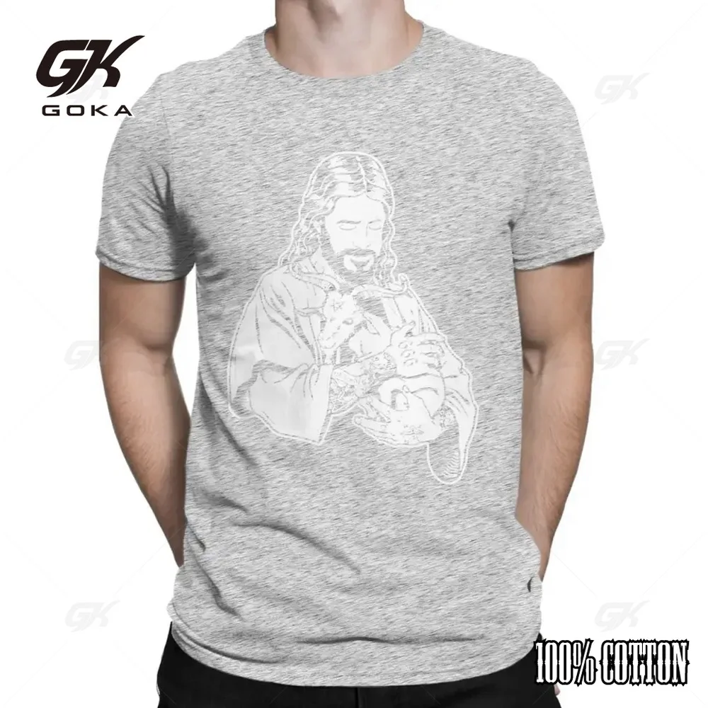 Jesus Loves Satan Baphomet Goat Atheist Graphic Tshirt  High-Quality Casual Comfortable Mens  short sleeve tops image 2