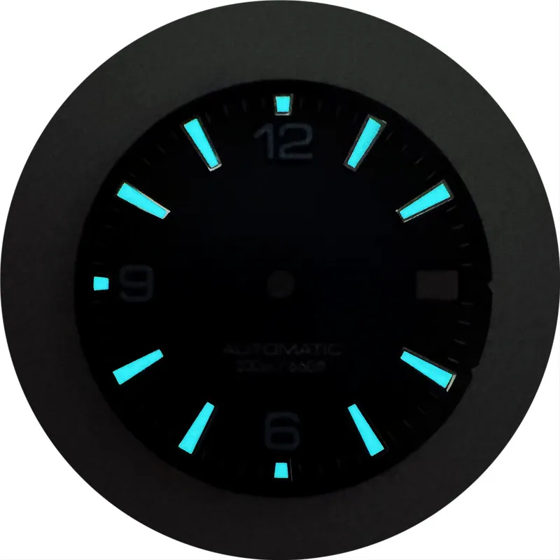 High Quality 28.5mm Nh35 Watch Dial With Blue Bgw9  Green C3 Bright Luminous For Crown At 3 3.8  Nh35A Movement Accessories