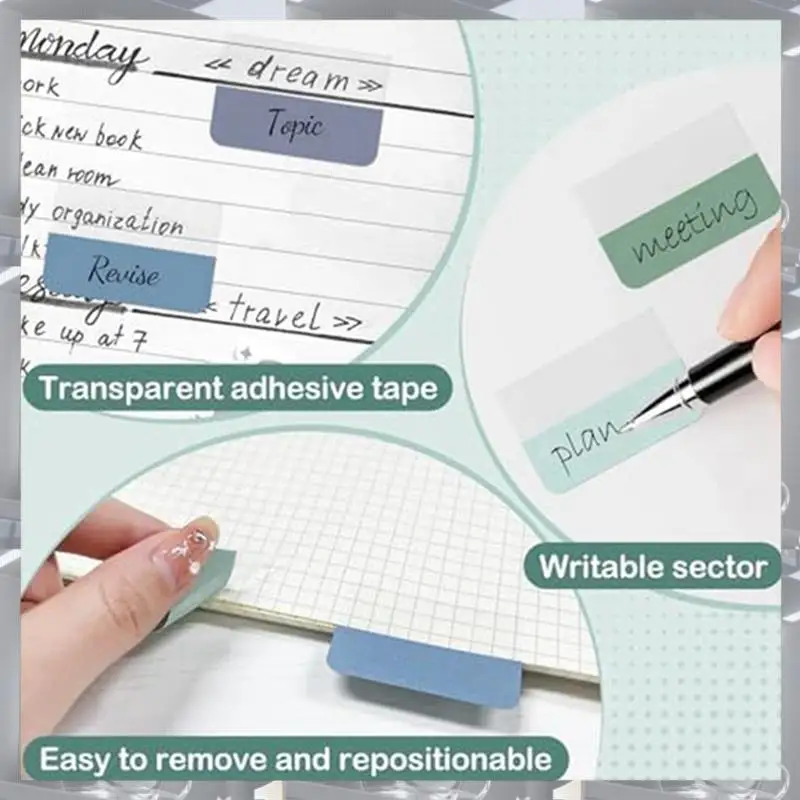 ขายร้อน-Multicolor Self-Adhesive Book Tabsเครื่องหมายหน้าแท็บ 1.8X1.1 นิ้วเขียนได้แท็บหน้าโปร่งใสสําหรับNotebookfile