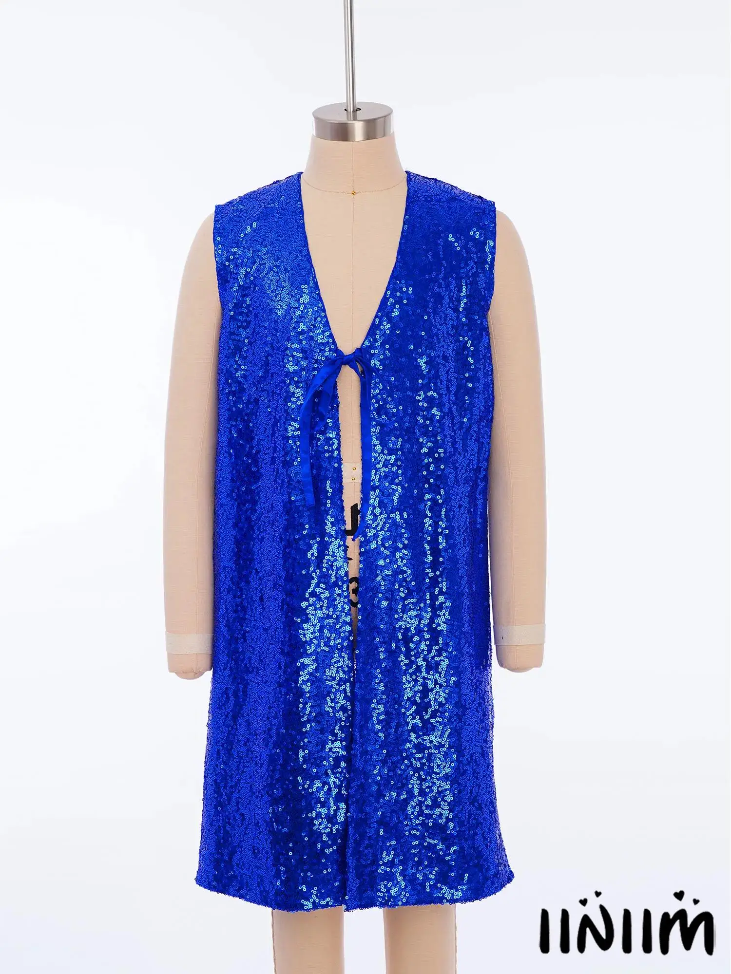 

Children Girls Modern Praise Dance Costume Sparkling Sequin Tunic with Self Tie Front for Contemporary Worship Dance Performance