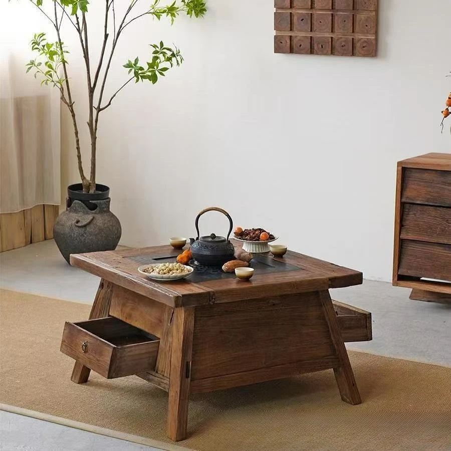 Heating retro tea table Zen B & B tea table tea room medieval weathered square table