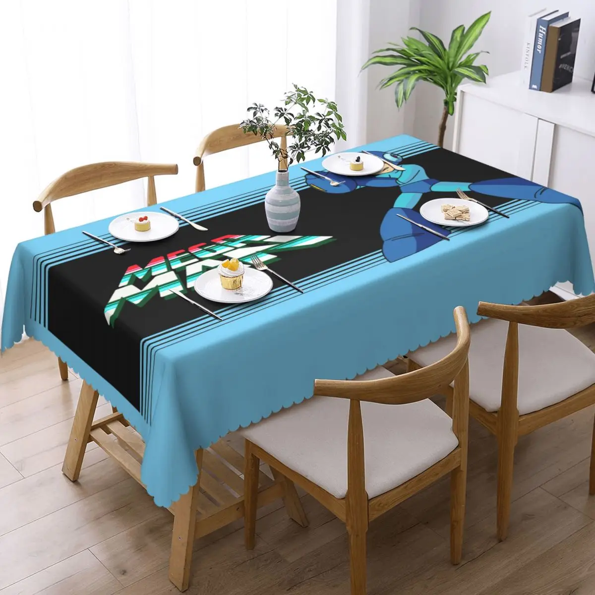 Megaman Video Game Mega Man Custom Rectangular Tablecloth Oilproof Table Cover for Dining Events Table Cloth