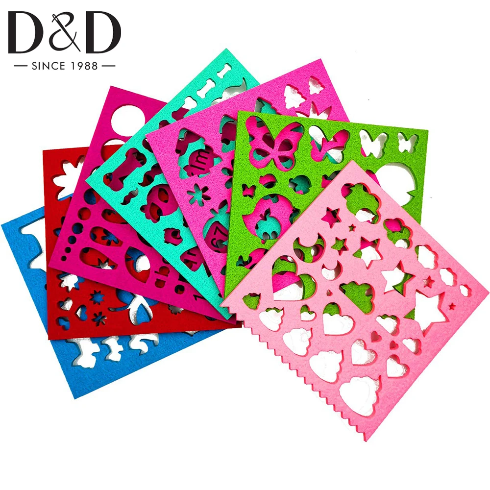 

7pcs Colorful Multi Shape Lovely Pattern DIY Felt Template Needle Felting Applique Mold Felting Stencil Craft Tool for Beginner