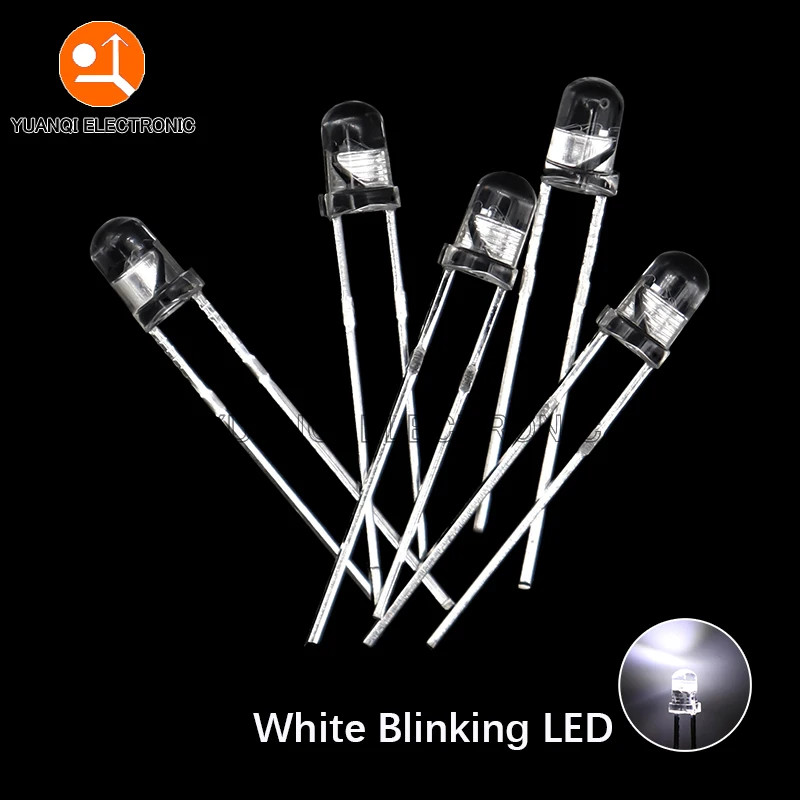 50pcs 3mm White Green Red Blue Yellow Light-Emitting-Diode Automatic Flashing LED Flash Control Blinking 3 mm LED Diode 1.5HZ