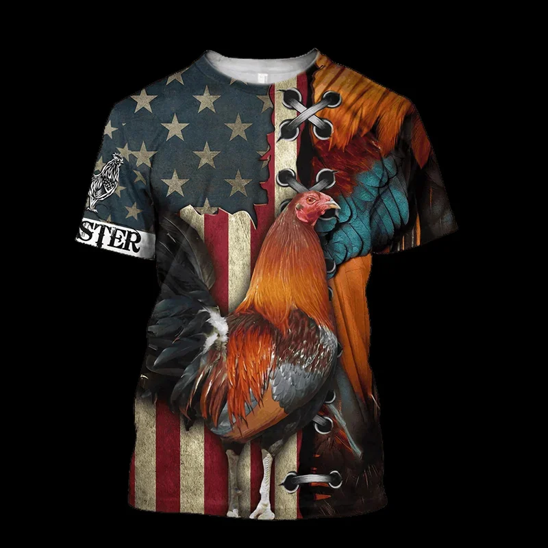 Fashion Cock Animal Graphic T Shirts For Men Summer Hip Hop Harajuku Rooster Print Mexico Casual O-neck Oversized T-shirt Tops