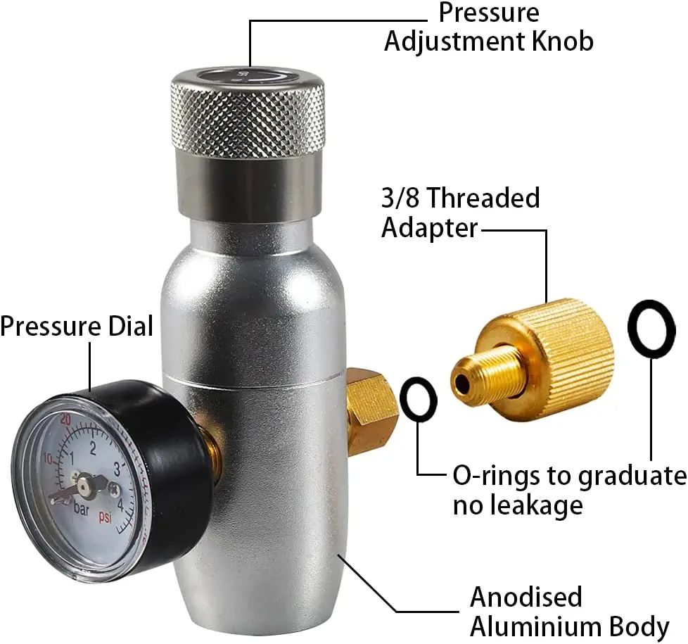 맥주 케그 충전기 CO2 디스펜서, 미니 케그 조절 CO2 충전기 키트, 미니 맥주 배럴 조절기 액세서리, 0-60 PSI