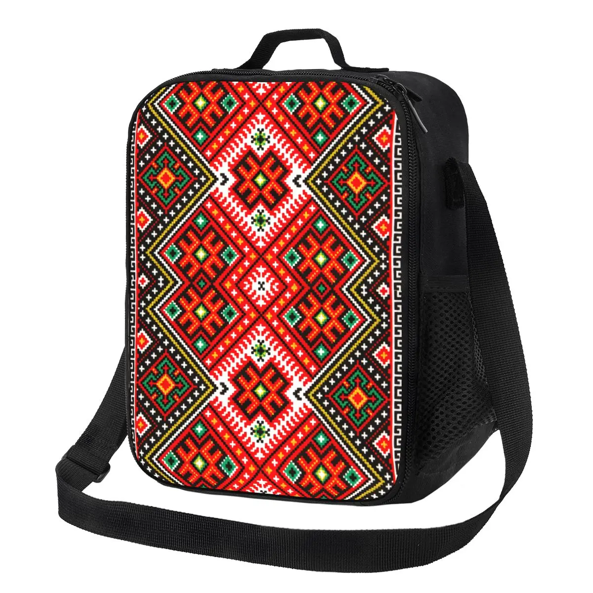 Custom Ukrainian Traditional Embroidery Thermal Insulated Lunch Bag Vyshyvanka Resuable Lunch Tote for Storage Bento Food Box