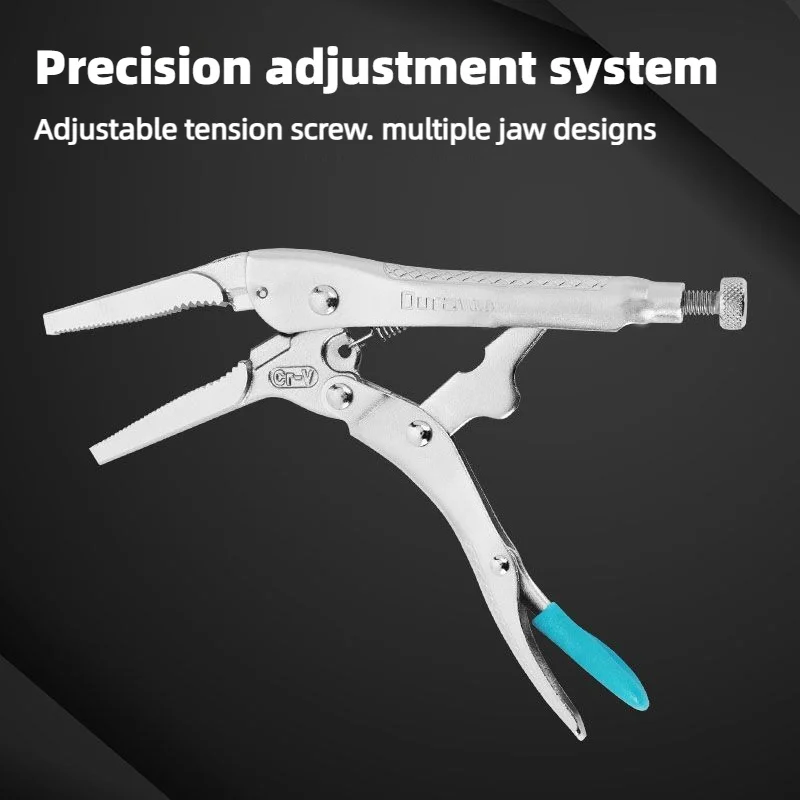 DuraTech 6inch Long Nose Locking Pliers Adjustable with Self-locking Clamping Pliers for Automotive Repair Welding Fixing Tools