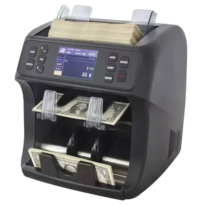 Ghana Currency Tanzania Dollar Euro Currency Banknote Counter Double CIS Smart Total Amount Point Verifier