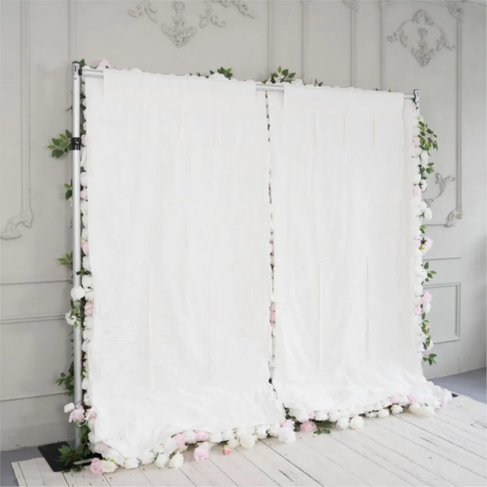 Uflower luxury pink White rose Peony green leaf fabric artificial flower wall Green plants outdoor wedding background decoration view 5
