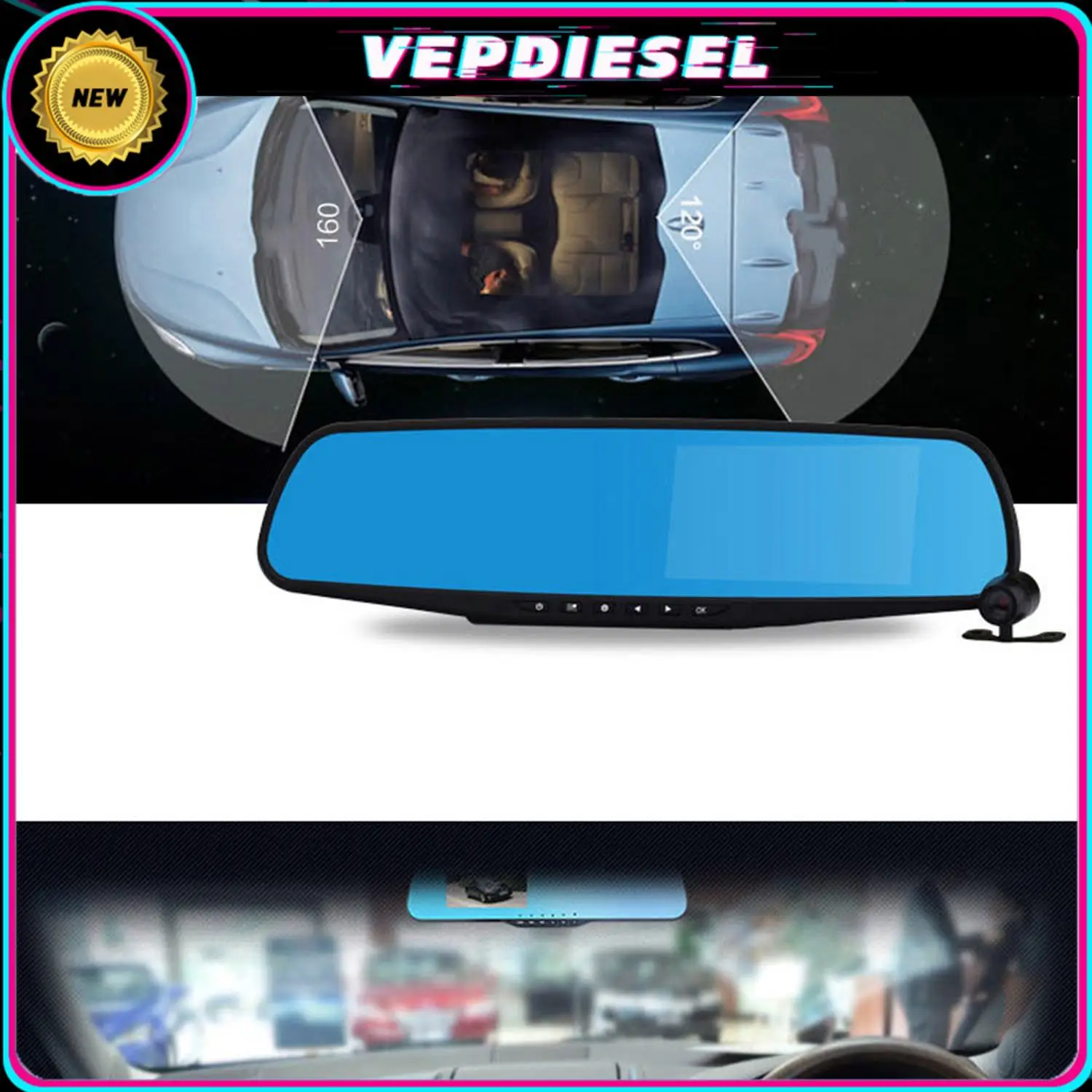 

1Set Rearview Mirror Car DVR Dash Cam 4.3" Screen HD 1080P 2 Cameras For 12V Car Rearview Mirror Dual Channel Recorder