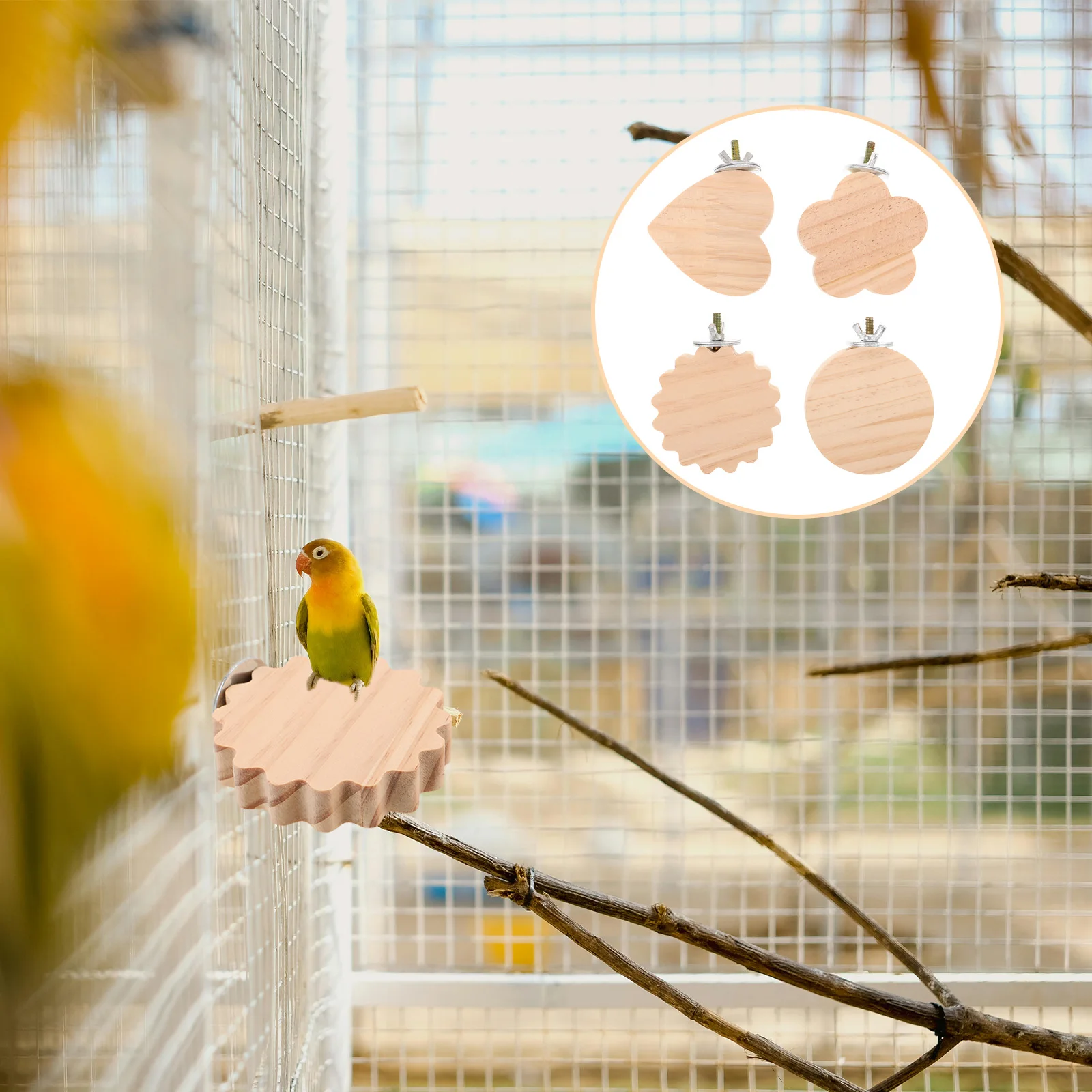 

4Pcs Parrot Perch Stand Wooden Platform Bird Cages Cockatiels Budgies Small Parrots Resting Playground Accessory