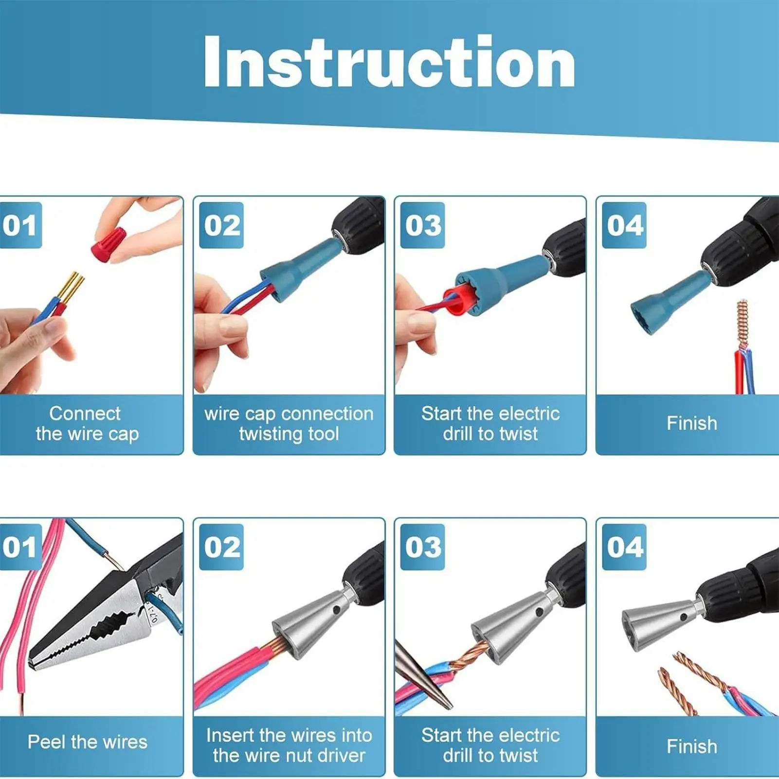 Herramienta Twister de alambre, conector de Cable giratorio, pelador de cables, accesorio de taladro para red de trabajo Industrial al aire libre automotriz