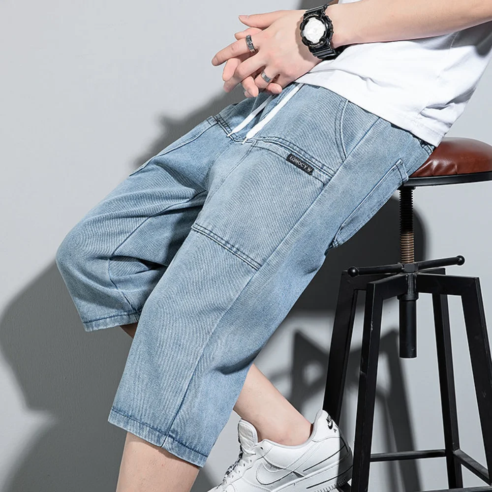 Nieuwe Mens Zomer Denim Korte Jeans Fashion Streetwear Hip Hop Lange 3/4 Capri Cargo Shorts Bermuda Masculina Ropa Hombre