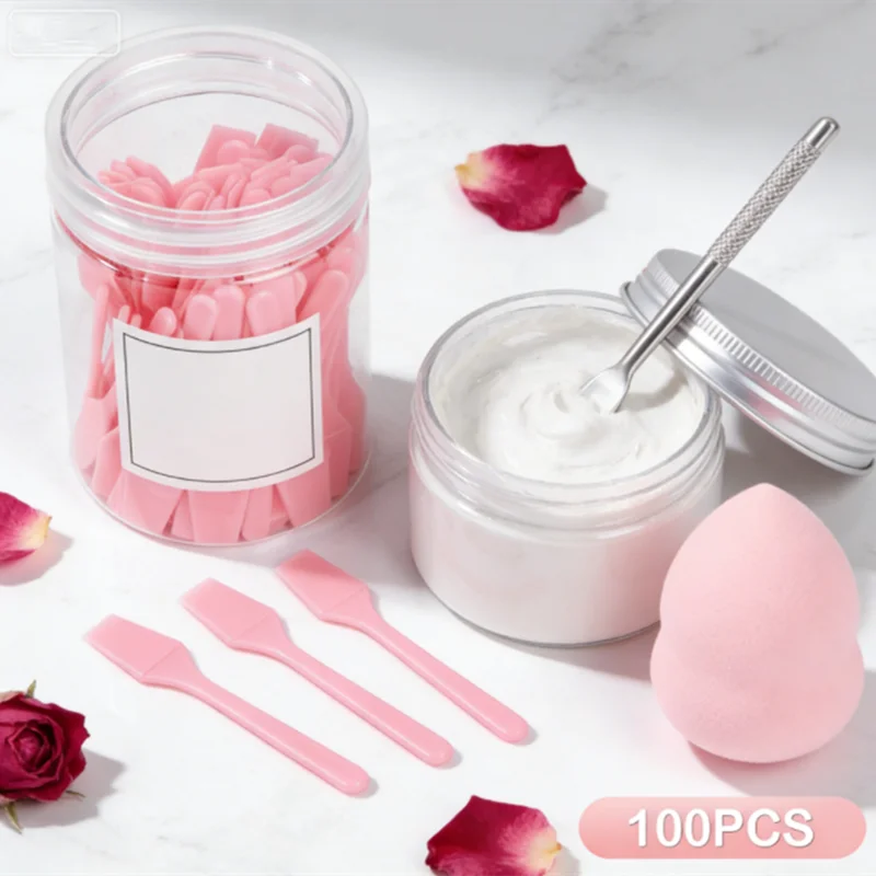 

Hygienic Beauty Supply in Bulk,Disposable Makeup Applicator Sticks 100 Pcs, Mini Spatulas Creams Masks, Hygienic Beauty Tool Kit