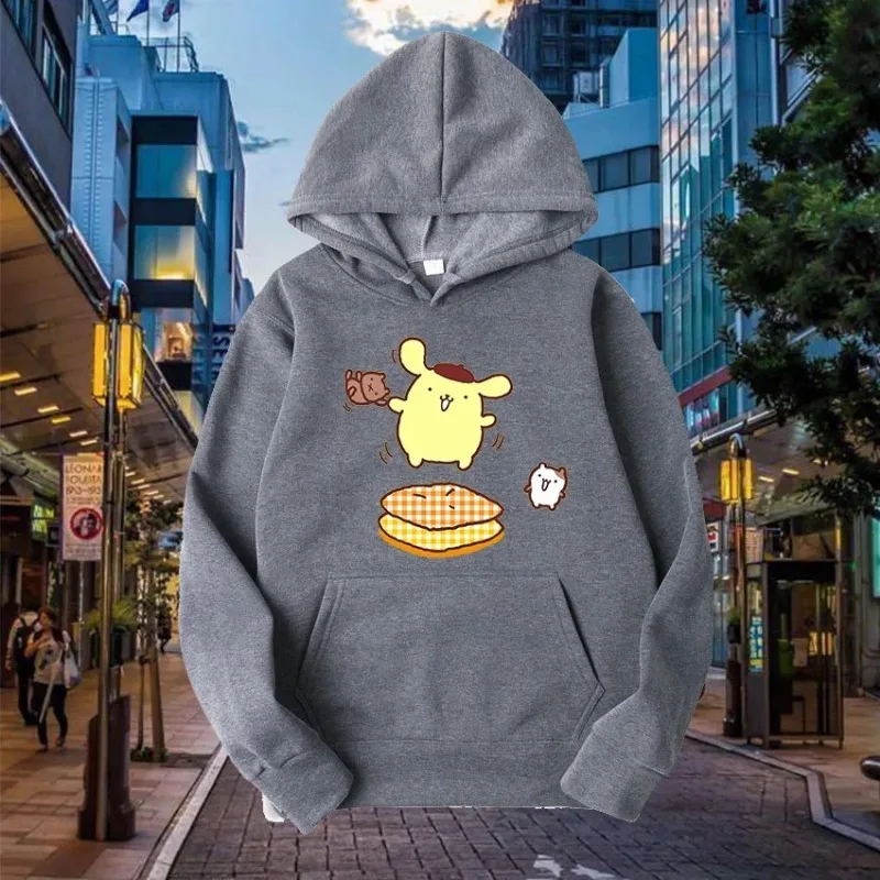 Men Hoodies Sanrio Purin Anime Graph Trendy Daily Creative Print Kawaii Male Sweatshirts Autumn Winter Comfortable Pullover