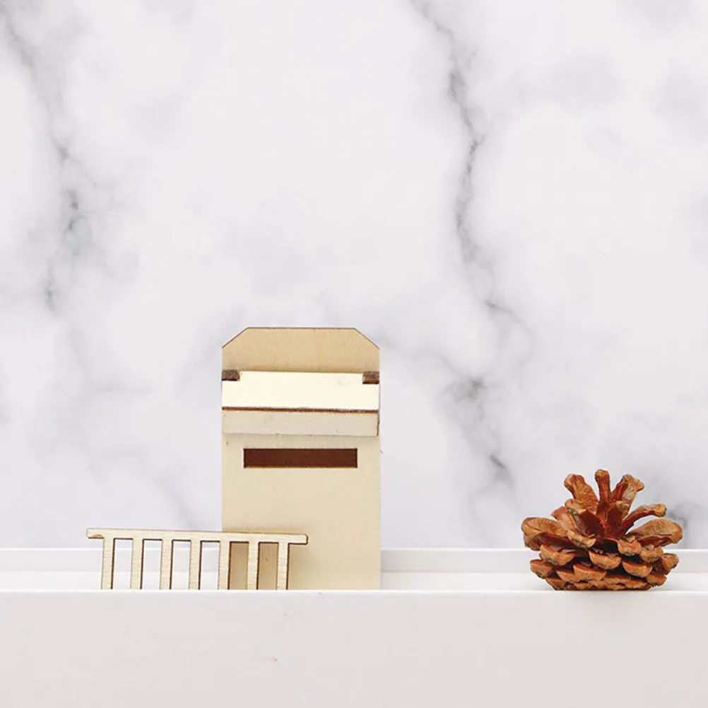 2Pcs Wood Mini Mailbox Dollhouse Furniture Set Compact Portable Realistic Miniature Mailbox for Living Room Bookshelf
