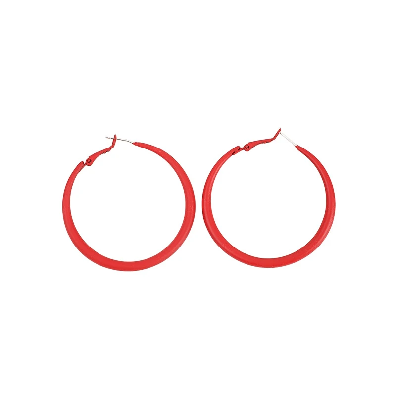 Lila rote große Creolen für Frauen, übertrieben, Makron, bunte, sprühlackierte Metall-Schleifen-Ohrringe, sexy Party-Ohrschmuck – Detail 6
