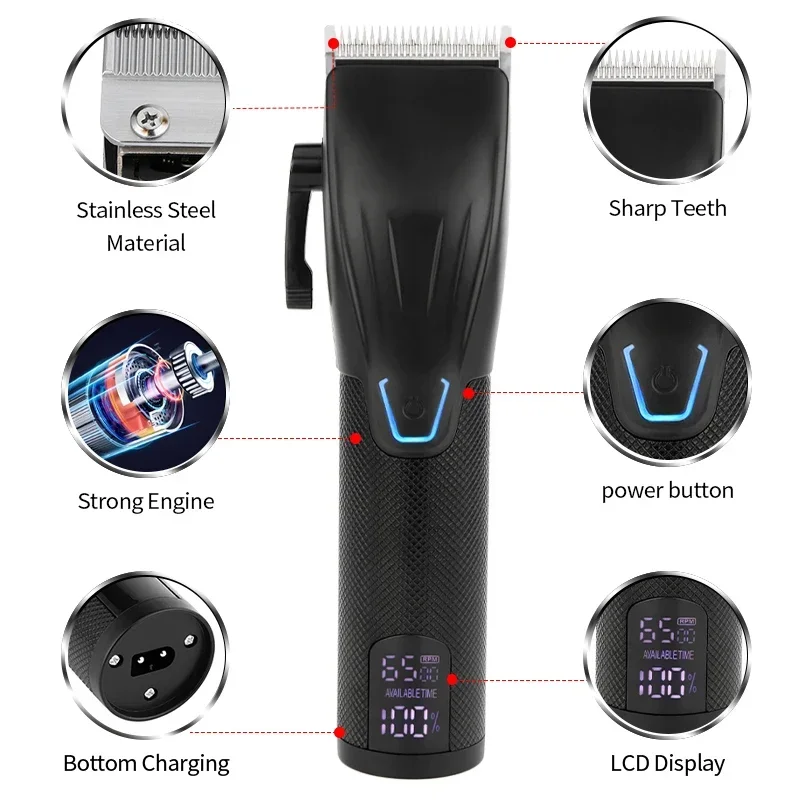 Resuxi LM-2027 Cordless Rechargeable Low Noise Professional Barber Shop Salon Hair Cutting Clipper 2 Pieces Set