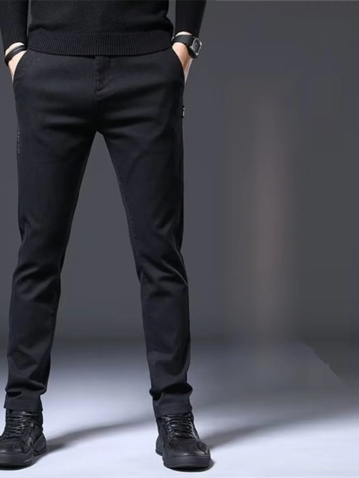 Heren casual losse elastische jeans rechte pijpen lange broek herfst winter faion trend jeugd midden taille alle match losse pasvorm