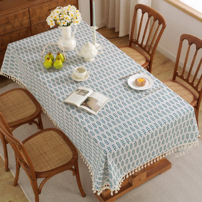 Cotton Linen North style Wheat Ear Printing Rectangular Table Cloth Kitchen Table Map Towel Tablecloth Table Wedding Decor