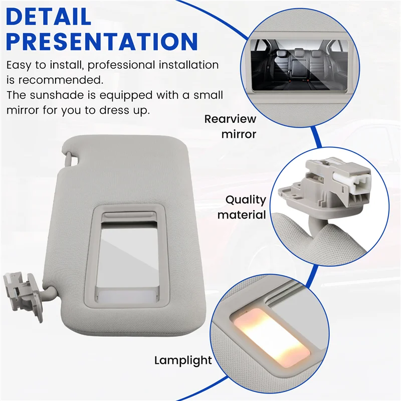 

For Mazda CX-5 2017-2021 CX-8 2019 Car Interior Sun Visor With Mirror Sun Shade Left Driver Side Gray KD5H-69-320A