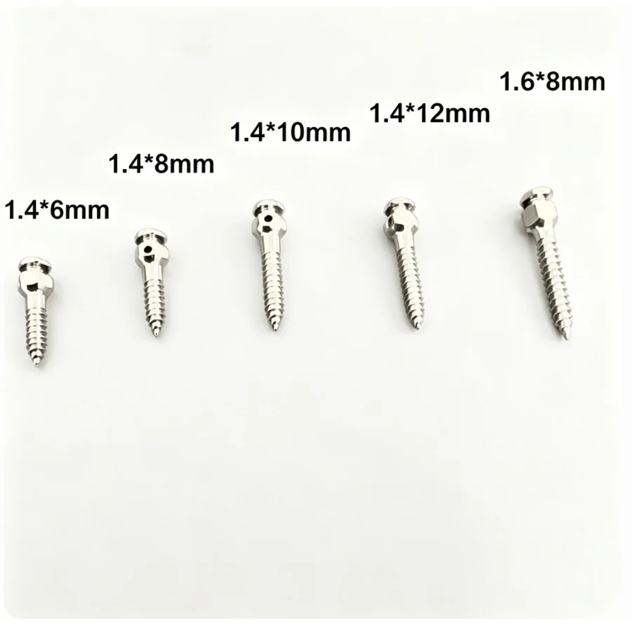 5 stuks multi-size titanium orthodontische bevestigingsschroeven |   Beschikbare maten: 1,4 mm, 1,6 mm & 1,8 mm. Tandheelkundige onderdelen.