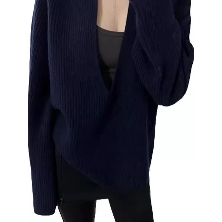 Extra Large 300 Pou High-End Unique Chic Men's Sweater Spring Autumn V-Ne Wide Ne Lazy Sle Long Sve Trendy Top