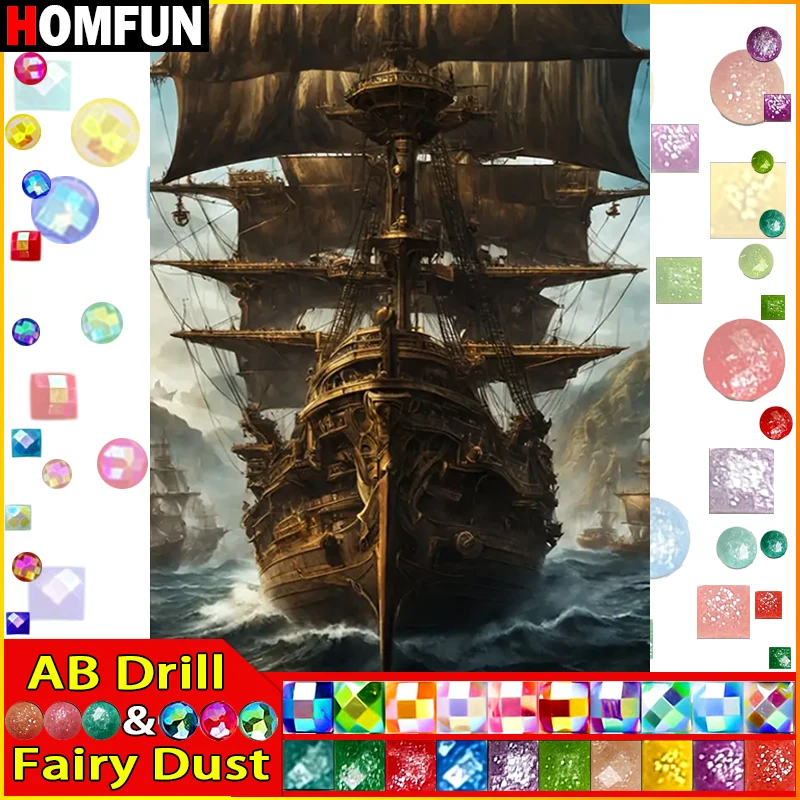 

Картина из страз HOMFUN с изображением Феи пыли AB, вышивка крестиком, 5D алмазная вышивка «пейзаж, лодка», домашний декор, для творчества, алмазная живопись