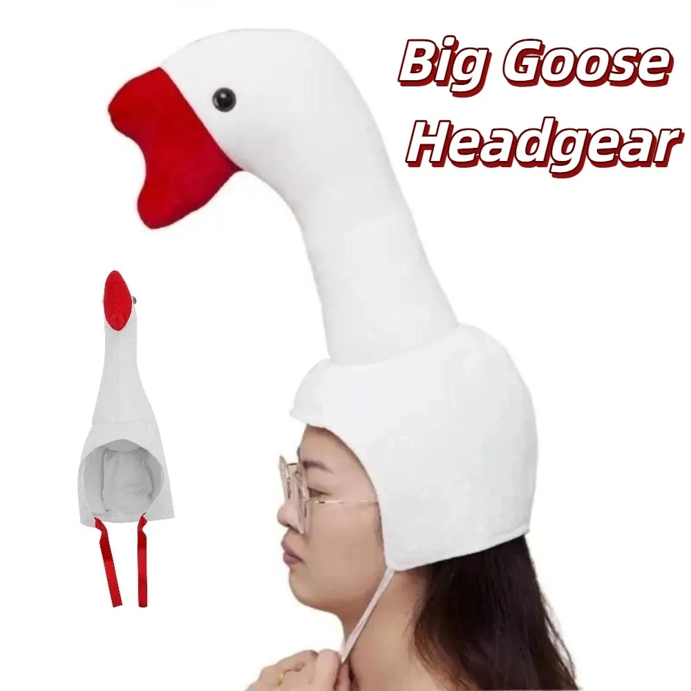 Creative Big Goose Headgear White/Pink Soft Halloween Party Hat Unique Photo Props Cartoon Goose Hat Halloween Party