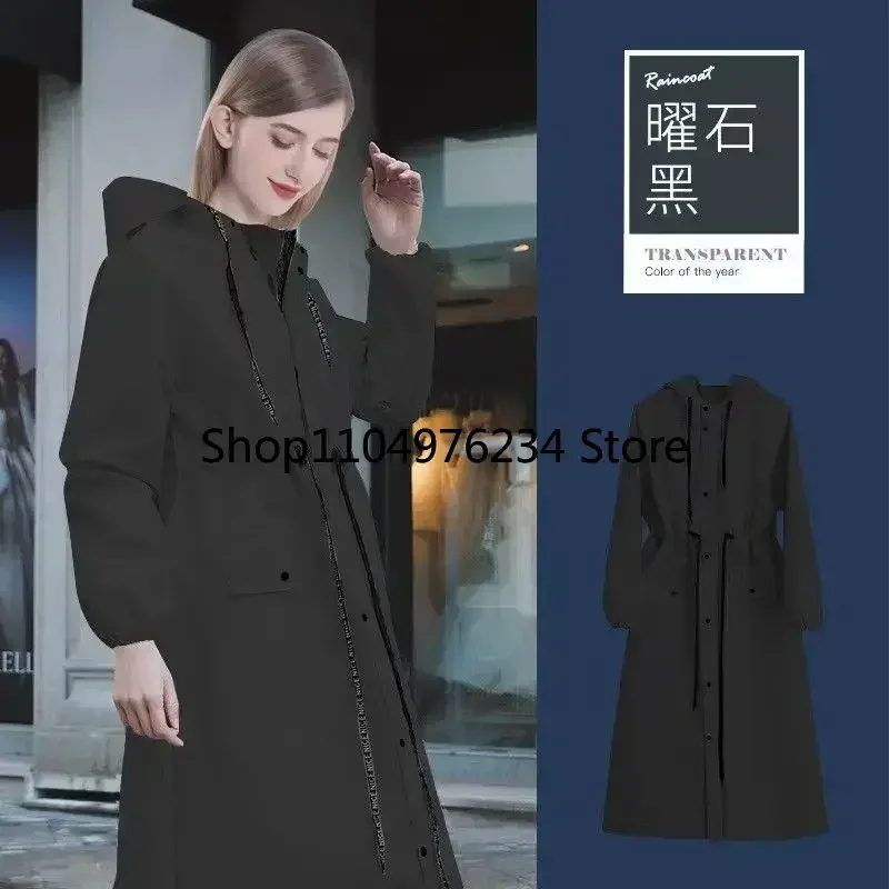 معطف واق من المطر طويل شفاف من مادة PVC للبالغين - مقاوم للماء لحماية الجسم بالكامل للدراجات النارية والمشي لمسافات طويلة والمطر الثقيل ‌