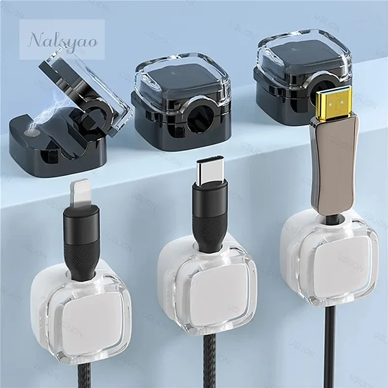 Colorful 6 PCS Magnetic Cable Clips Cord Holder Desk Cable Management Wire Keeper Smooth Adjustable Organizer