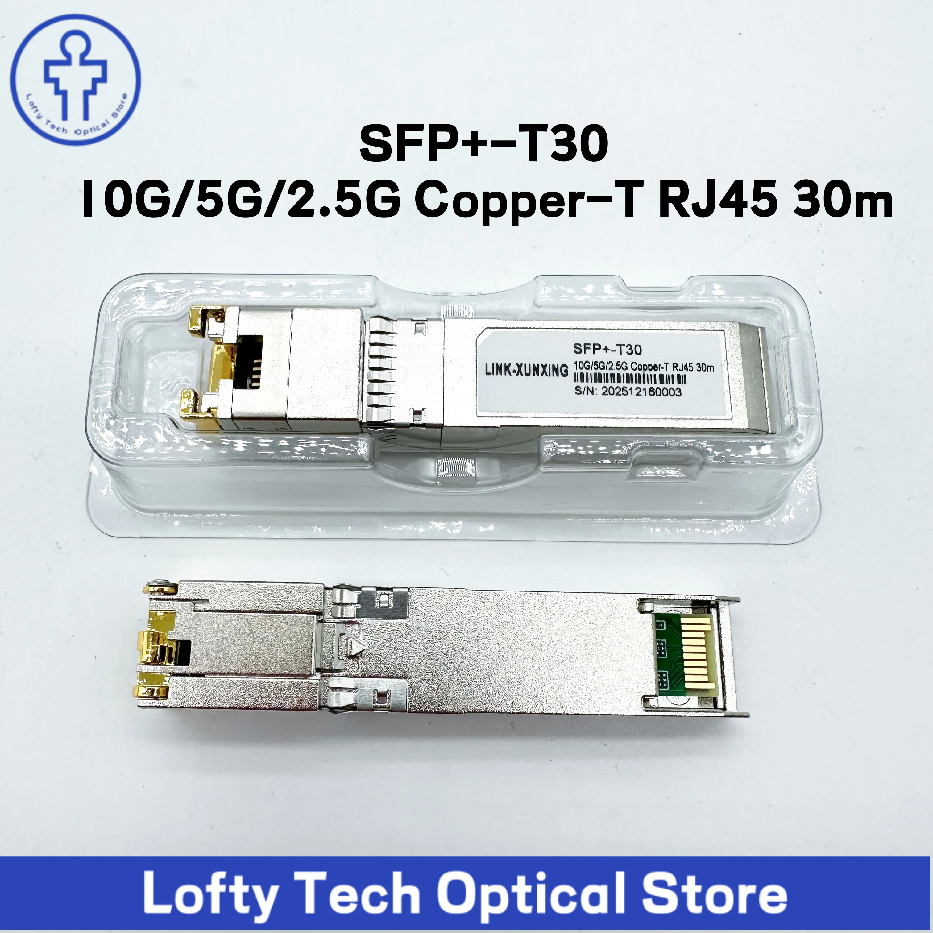 

SFP+-T30 10G/5G/2.5G Copper-T RJ45 30 м +Base-T GBIC Гигабитный порт Модуль Код 2,5G Совместим с различными коммутаторами Ethernet
