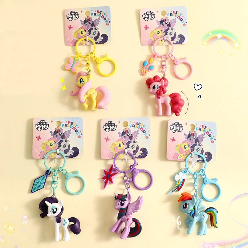 My Little Pony Cartoon Toy Keychain Twilight Sparkle Pinkamena Diane Pie Fluttershy Rarity Rainbow Dash Key Buckle Keyring Gift