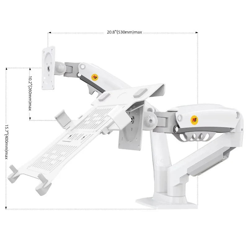 Laptop Mount with Adjustable Tray for 10-17'' Notebook Full Motion Arm with VESA Plate for 17-30'' MonitorF160-FP