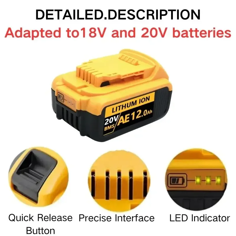 18V 20V 6.0Ah 9.0Ah suitable for Dewalt lithium replacement batteries 20V Max DCB206 DCB205 DCB204 DCB203 DCB200 tool batteries