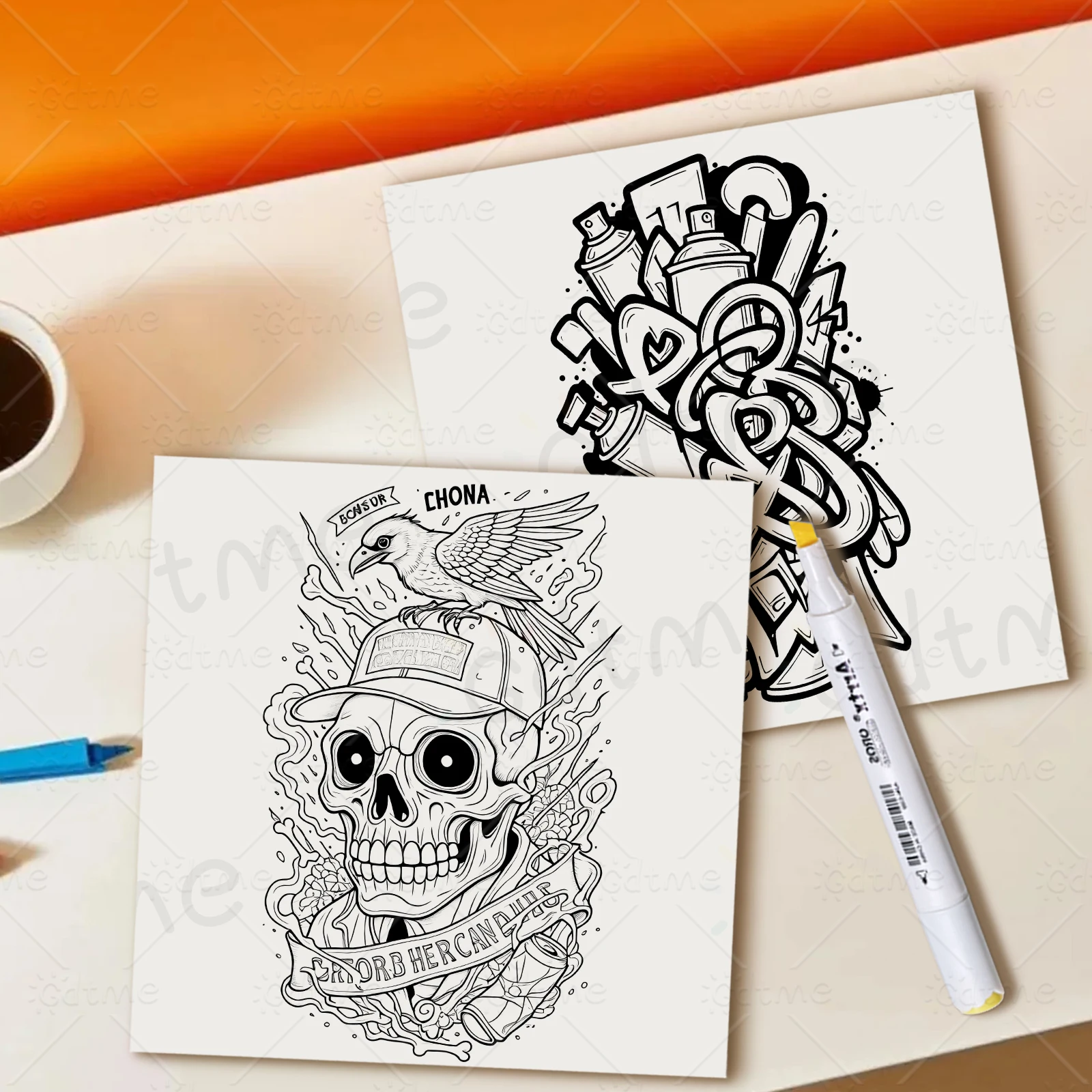 Abstraktes Graffiti-Malbuch, Kühne Streetart & Urbane Designs, Stressabbauendes Kreativbuch, Künstlerisches Geschenk für Erwachsene – Detail 9