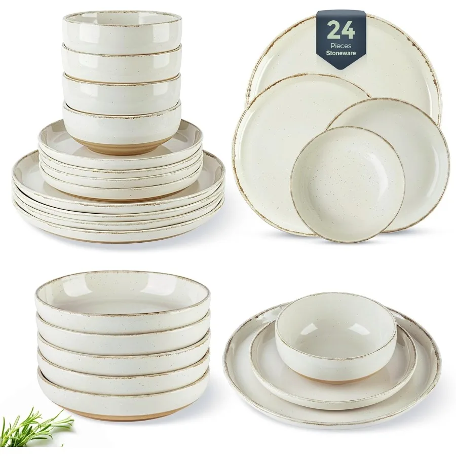 

Наборы керамической посуды с мисками для пасты на 6 тарелок и мисок с ручной росписью и набором чаш с устойчивым к царапинам в деревенском терракототе