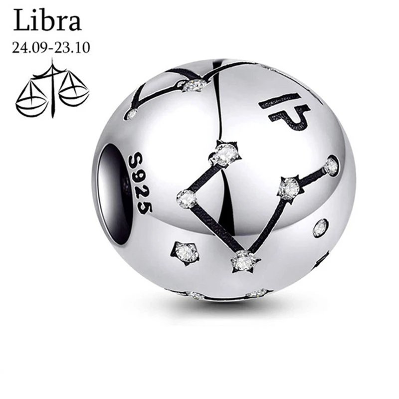 New 925 Sterling Silver Twelve constellations Charm bead Fit Original Charms Bracelet DIY Jewelry For Women