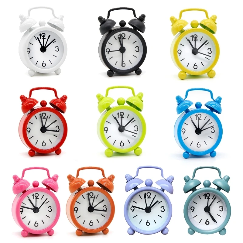 Mini reloj despertador de doble campana, reloj de mesa Retro, relojes electrónicos de cuarzo portátiles para oficina, reloj de noche, decoración de escritorio para el hogar