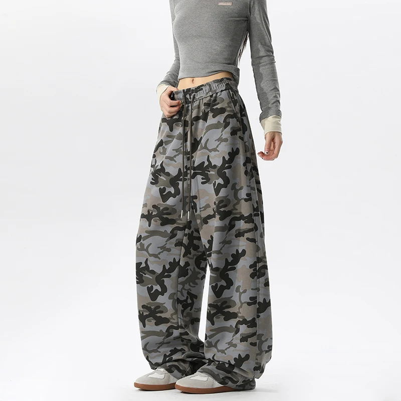 

2026 мужские большие высокие камуфляжные брюки, повседневные брюки для бега с эластичной резинкой на талии M-5XL для уличной одежды большого размера, низ Camoflague