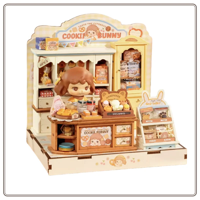 Originele Rolife DIY Klein Huis Konijnenkoekjes Biscuitwinkel Handgemonteerde Bouwstenen Model Puzzel Miniatuur Speelgoed Op Voorraad