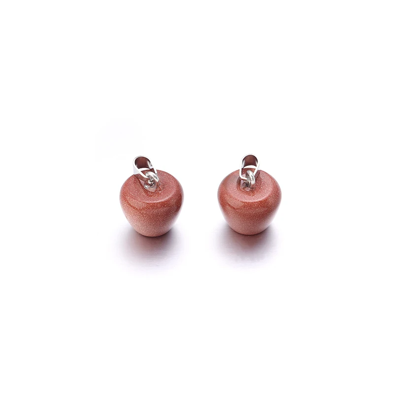2pcs Natural Stone Apple Pendants for DIY Making