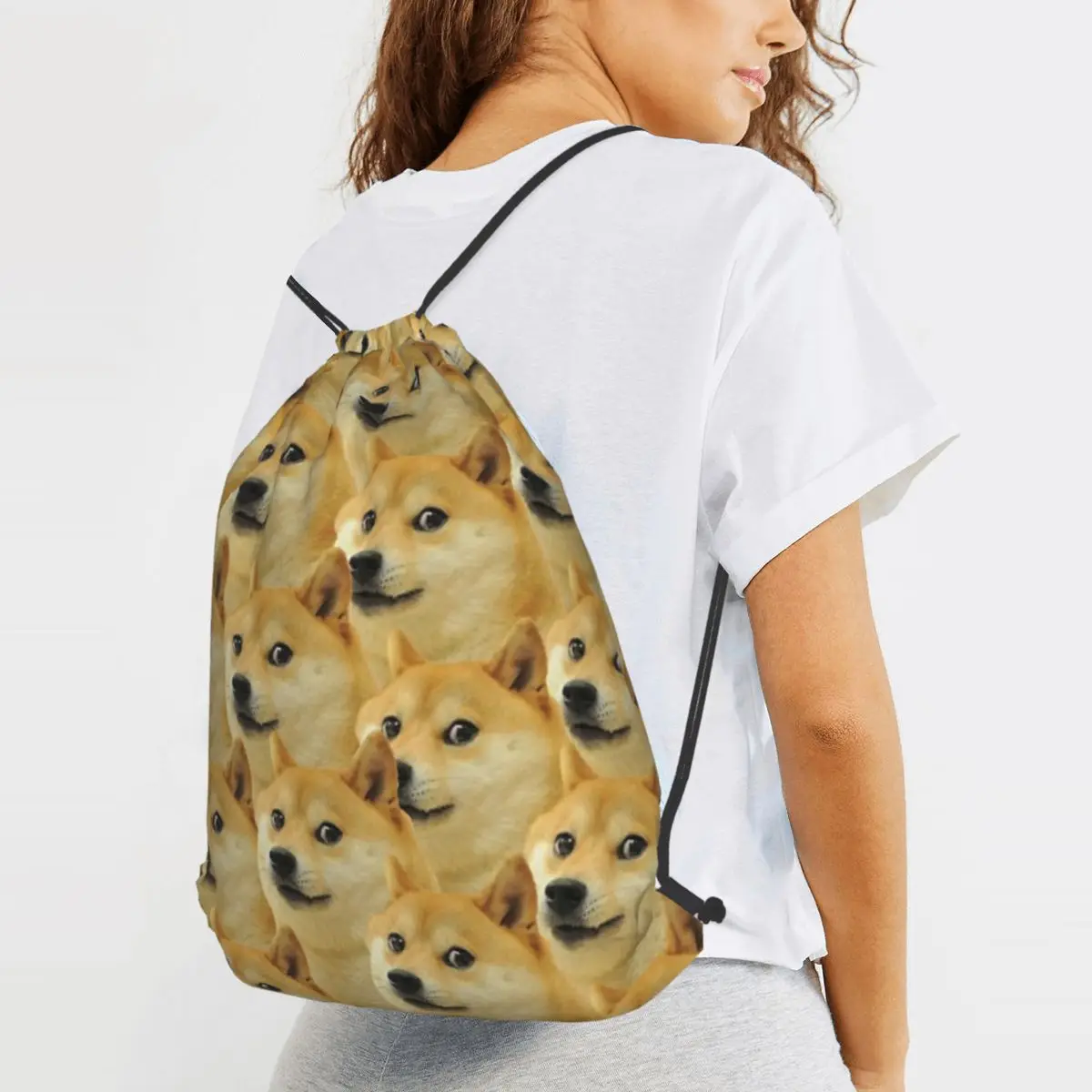 

Doge Shiba Inu Memes Backpacks Fashion Drawstring Bags Sundries Bag Book Bags for Travel School