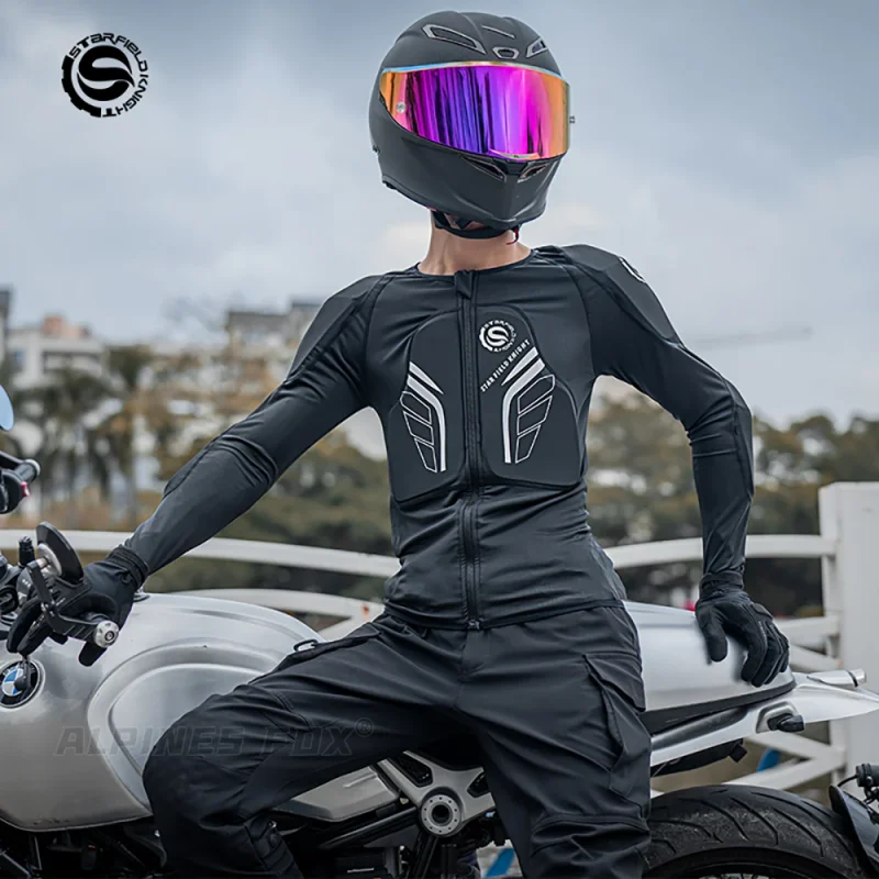 SFK Elastic Slim Fit Motorcycle Jacket Newest Soft Armor Riding Clothing Summer Breathable With CE Protective Gears Accessories view 3