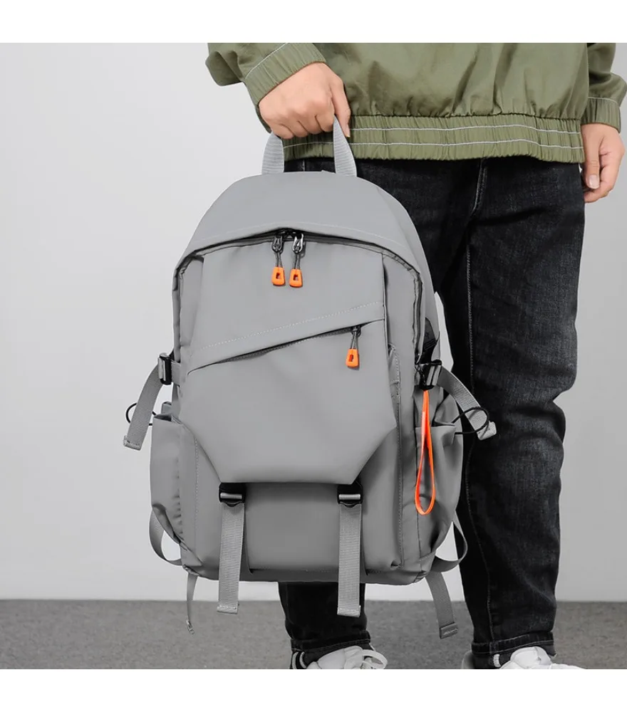 Stylish large-capacity casual backpack student solid color simple travel convenient outdoor student schoolbag