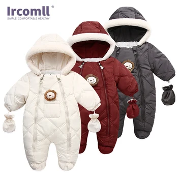 Ircomll Yüksek Kaliteli Yenidoğan Bebek Kış Giysileri Snowsuit Sıcak Polar Kapşonlu Romper Karikatür Aslan Tulum Yürümeye Başlayan Çocuk Kıyafetleri