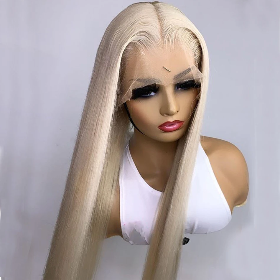 

Long Ash Blonde Soft 180Density 26“ Silky Straight Lace Front Wig For Black Women Babyhair Preplucked Heat Resistant Glueless