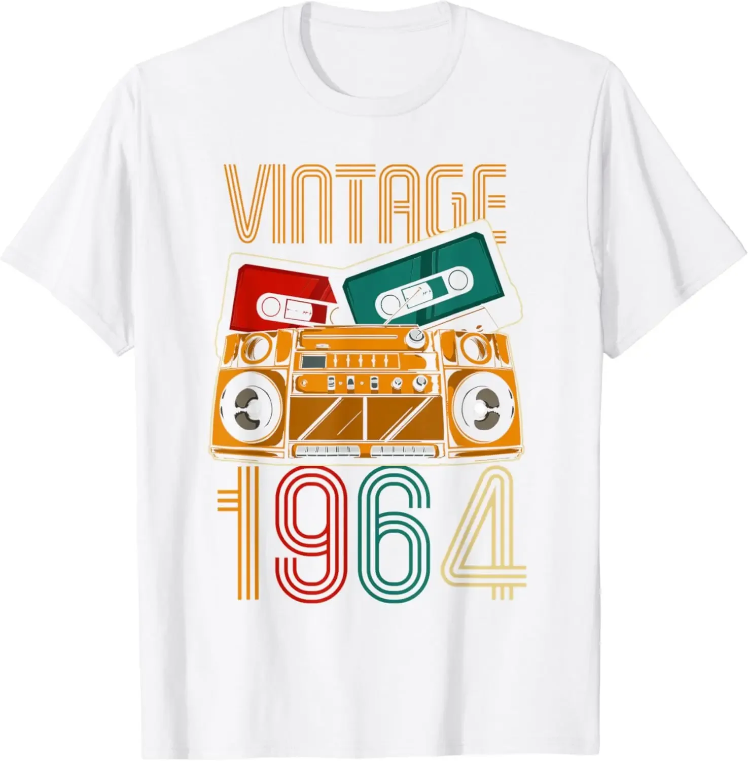 Vintage 1964 60th Birthday Cassette Tape for Men Women B-day T-Shirt Graphic T Shirts Unisex Summer Soft Tops Ropa Mujer